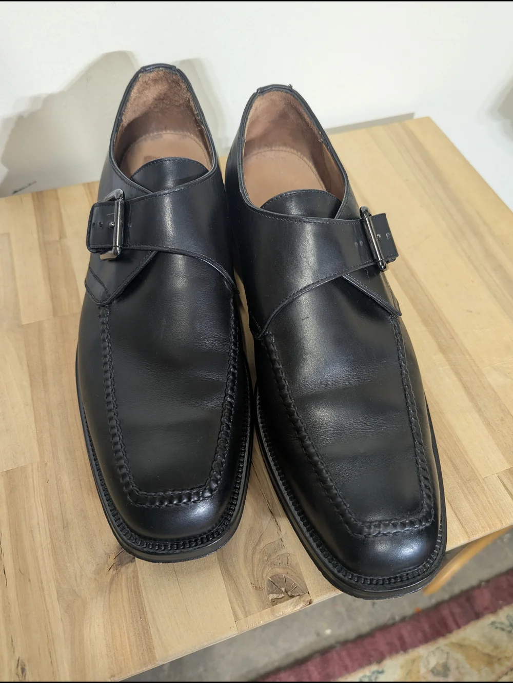 Cole Haan Black Leather Single Monk Strap Dress Shoes 10